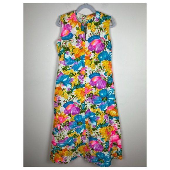 Flutterbye | True Vintage 60s Groovy Floral Hawaiian Midi / Maxi Dress | M - Picture 2 of 14